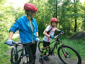 family on bikes